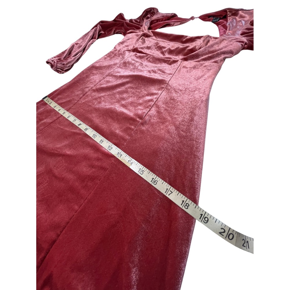 Forever 21 Pink Velour Mini Dress M Sweetheart Babydoll Milkmaid Whimsigoth Punk - Picture 9 of 16